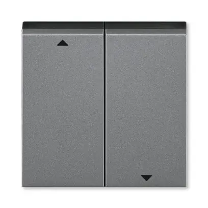 kryt spínače žaluziového kolébkového, dělený, s potiskem; ocelová/kouř. černá, design LEVIT M